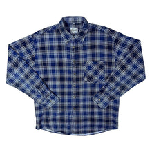 Load image into Gallery viewer, Vintage San Giotto Navy Blue White Plaid Check Cotton Long Sleeve Flannel Shirt
