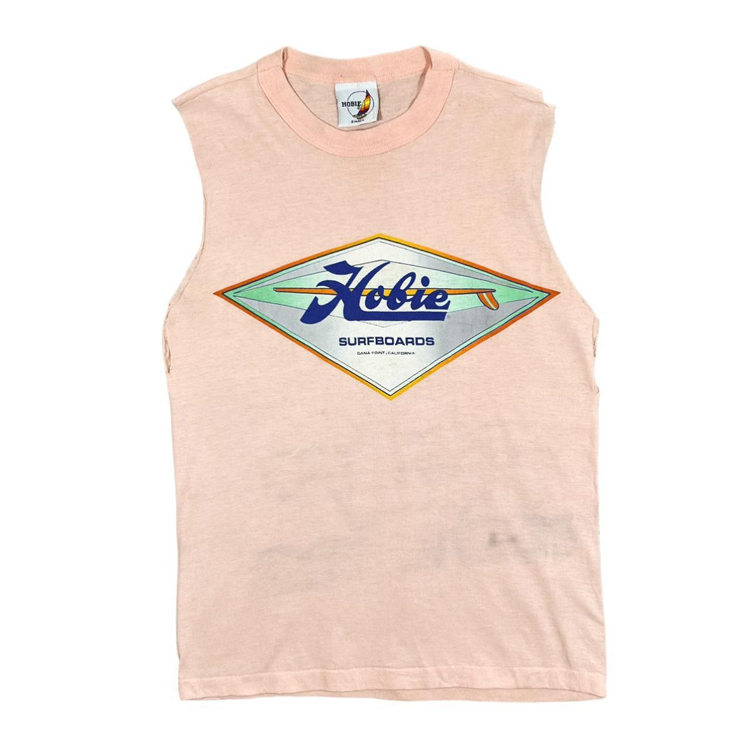 Vintage 90's HOBIE SURFBOARDS Made In USA Graphic Cutoff Sleeveless Single Stitch T-Shirt
