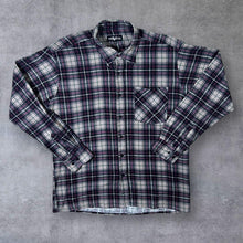 Load image into Gallery viewer, Vintage Velocia Black Grey Green Pink Plaid Check Long Sleeve Cotton Flannel Shirt
