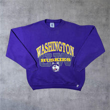 Load image into Gallery viewer, Vintage 90's Logo 7 "Washington Huskies" College Graphic Purple Sweatshirt
