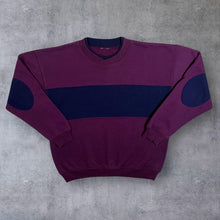 Load image into Gallery viewer, Vintage Burgundy Maroon Navy Blue Colour Block Crewneck Sweatshirt
