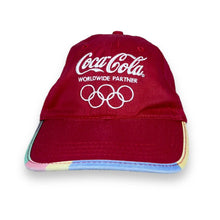 Load image into Gallery viewer, COCA COLA OLYMPICS Recycled Embroidered Logo Spellout Red Baseball Cap
