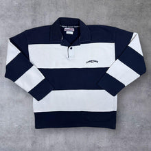 Load image into Gallery viewer, Vintage Aem'Kai Sport Hip Hop Y2K Navy Blue White Stripe Collared Sweatshirt
