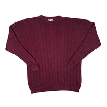 Load image into Gallery viewer, Vintage BHS Classic Burgundy Cable Knit Cotton Crewneck Sweater Jumper
