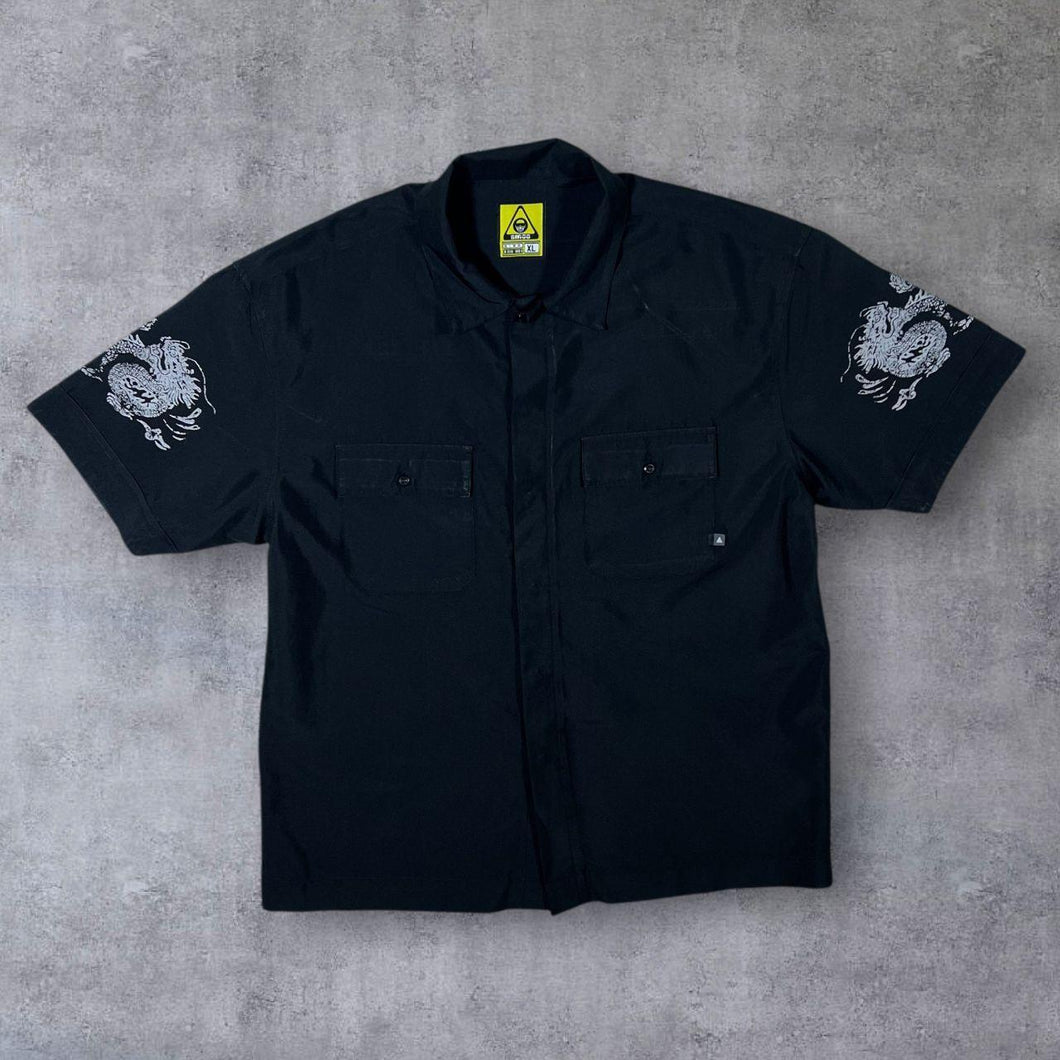 Early 00's SMOG Gothic Y2K Dragon Graphic Black Short Sleeve Shirt