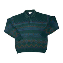 Load image into Gallery viewer, Vintage 90's GIANFRANCO KNITWEAR Made In Korea Grandad Patterned Acrylic Knit Collared Sweater Jumper
