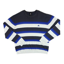 Load image into Gallery viewer, Adidas Mini Logo Blue White Multi Striped Crewneck Sweater Jumper
