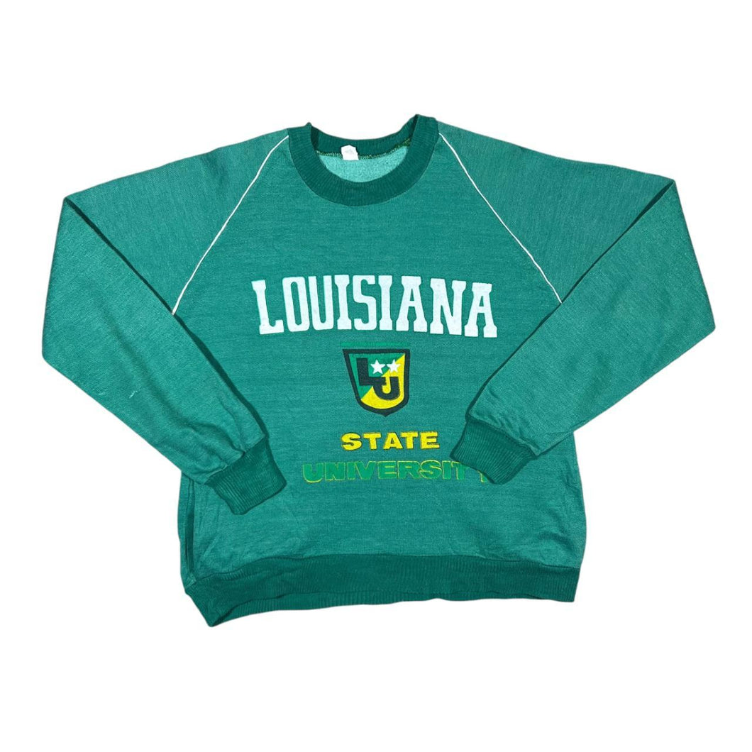 Vintage 80's LOUISIANA STATE UNIVERSITY College Spellout Graphic Crewneck Sweatshirt