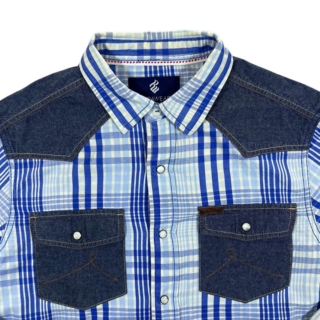 Rocawear Classic Hip Hop Y2K Check Western Style Popper Long Sleeve Shirt