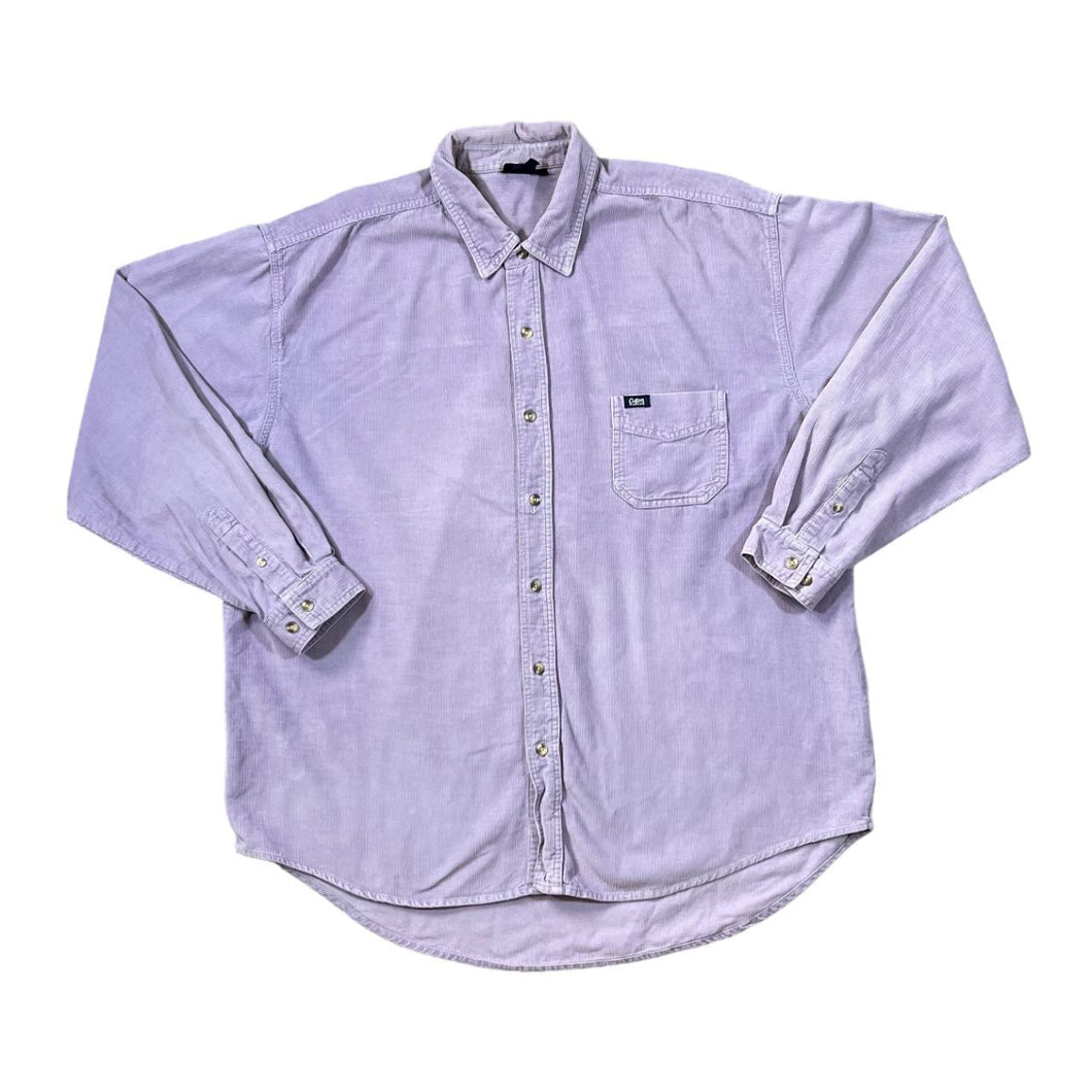 COTTON TRADERS Classic Purple Corduroy Cord Long Sleeve Cotton Shirt