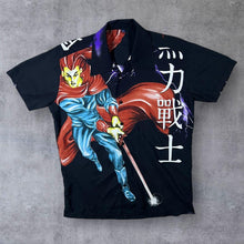 Load image into Gallery viewer, Early 00's Anime Manga Y2K Samurai Graphic Black Short Sleeve Shirt
