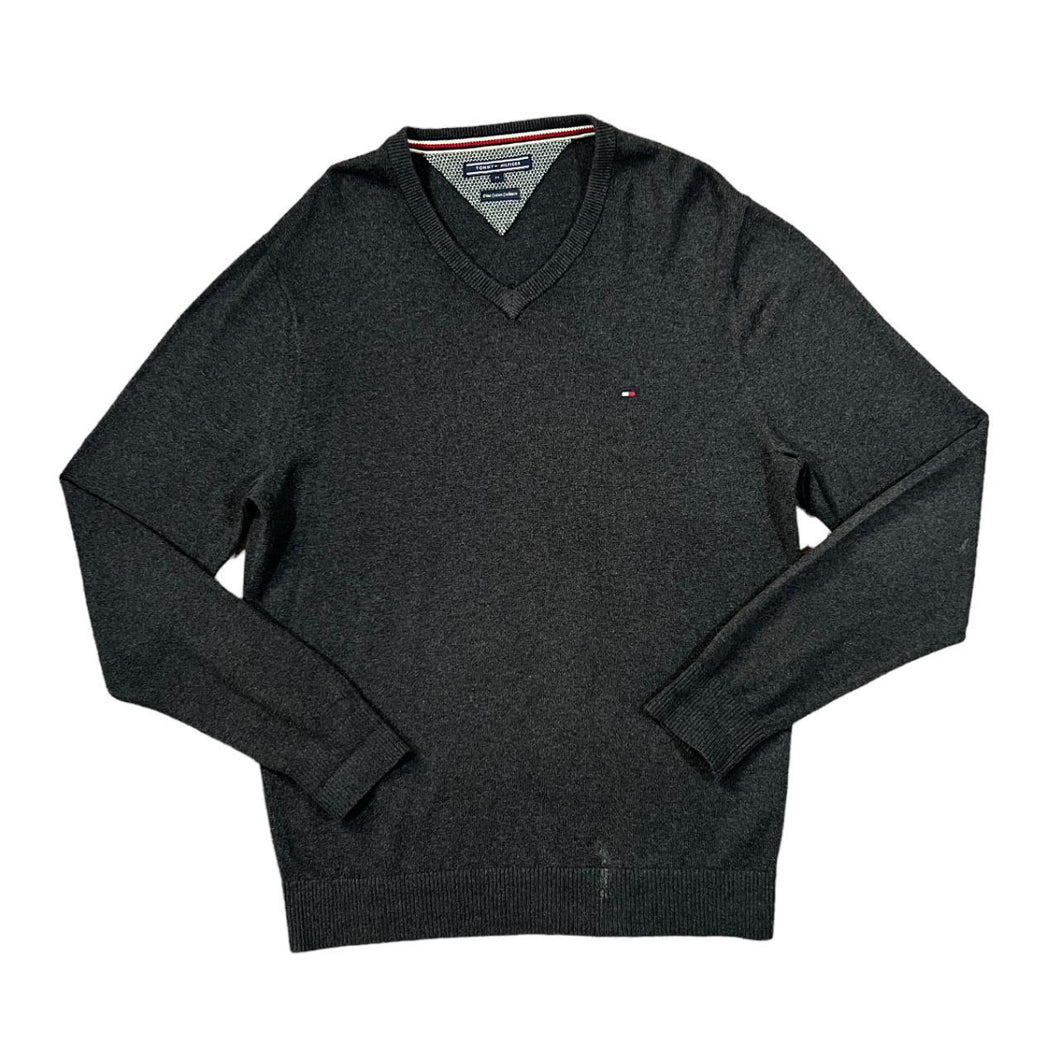 TOMMY HILFIGER Embroidered Mini Logo Pima Cotton Cashmere V-Neck Sweater Jumper