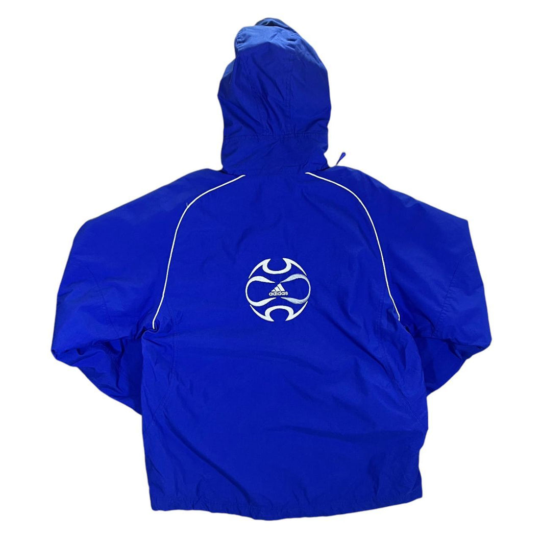 ADIDAS PREDATOR Embroidered Logo Fleece Lined Blue Hooded Jacket