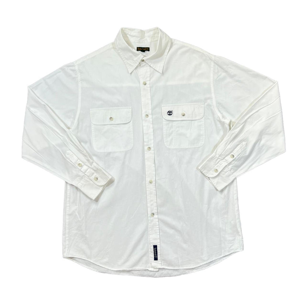 Vintage TIMBERLAND Classic Mini Pocket Logo White Long Sleeve Cotton Shirt