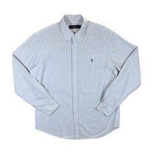 Load image into Gallery viewer, RALPH LAUREN Classic Blue White Striped Long Sleeve Button-Up Shirt

