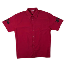 Load image into Gallery viewer, Early 00&#39;s C&amp;A Red Gothic Y2K Tribal Embroidered Short Sleeve Shirt
