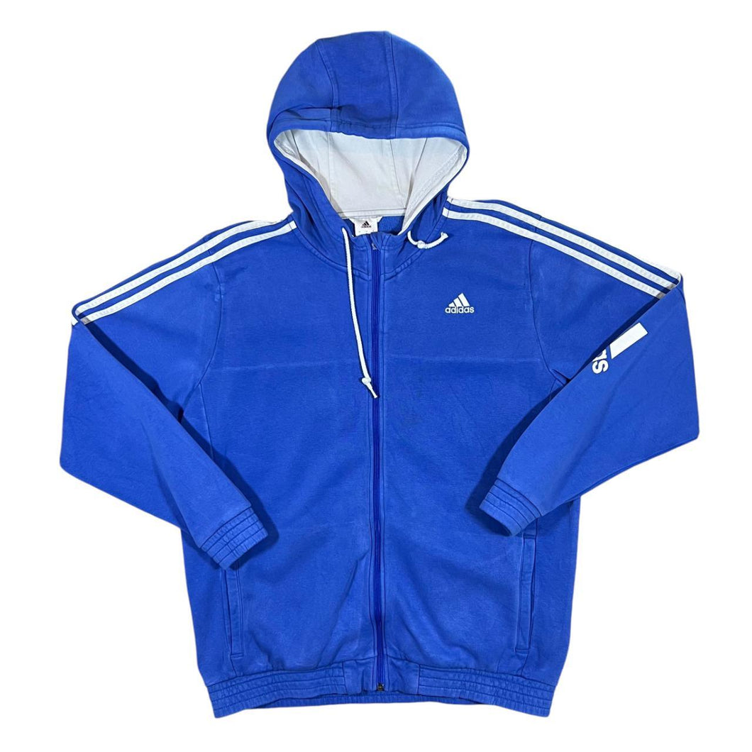 ADIDAS Three Stripe Classic Embroidered Mini Logo Blue Zip Hoodie