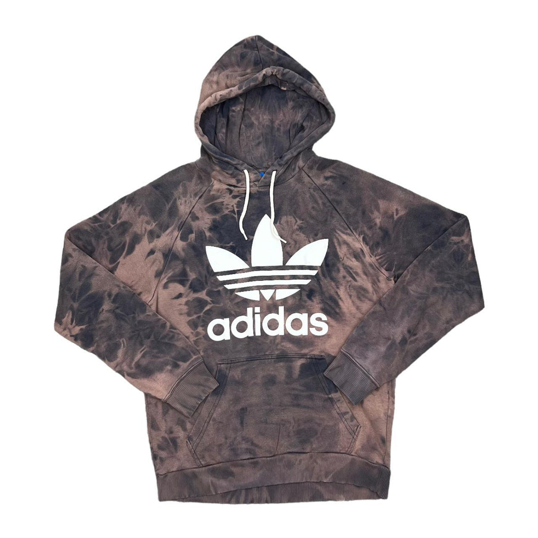 ADIDAS Classic Big Logo Spellout Graphic Bleach Tie Dye Pullover Hoodie