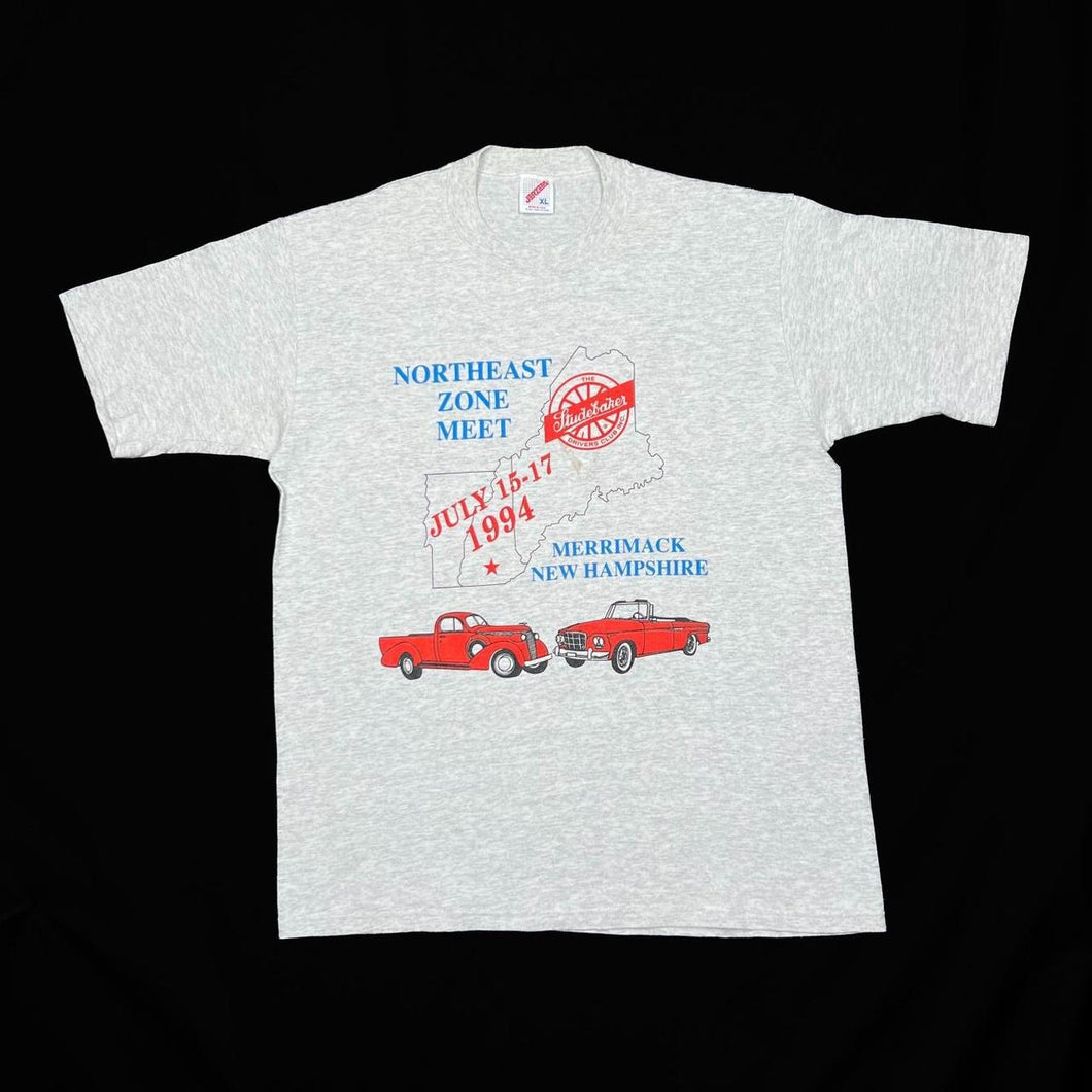 Vintage Jerzees (1994) THE STUDEBAKER DRIVES CLUB INC. Spellout Graphic Single Stitch T-Shirt