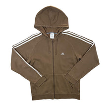 Load image into Gallery viewer, ADIDAS Classic Mini Logo Three Stripe Brown Zip Hoodie
