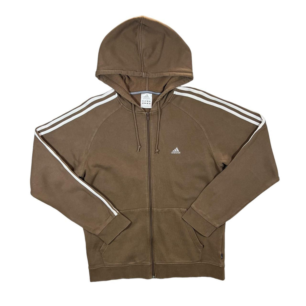 ADIDAS Classic Mini Logo Three Stripe Brown Zip Hoodie