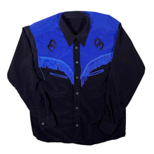Load image into Gallery viewer, Vintage Dr. Roberto Black Blue Cowboy Western Tasselled Long Sleeve Shirt
