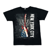 Load image into Gallery viewer, Anvil NEW YORK CITY Guitar USA Flag Souvenir Spellout Graphic T-Shirt
