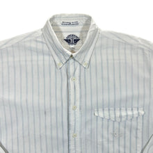 Load image into Gallery viewer, Dockers Embroidered Logo Blue White Striped Long Sleeve Cotton Button-Up Shirt
