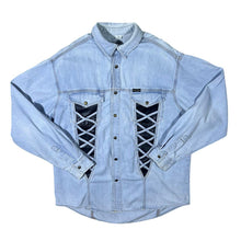 Load image into Gallery viewer, Vintage Arizona Cowboy Western Light Blue Denim Popper Long Sleeve Shirt

