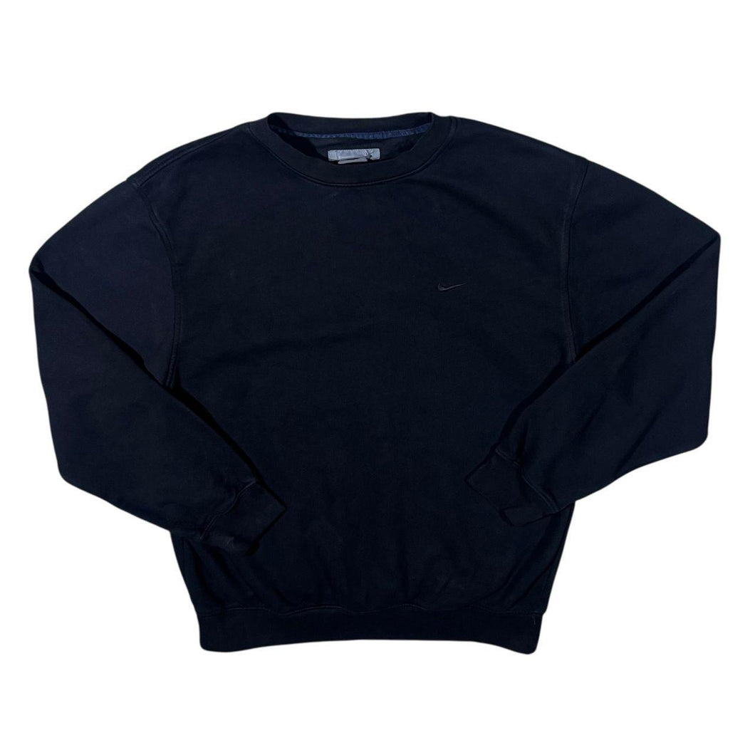 Early 00's Nike Embroidered Mini Swoosh Logo Black Crewneck Sweatshirt