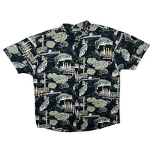 Load image into Gallery viewer, Reel Legends Fishing Outdoors All-Over Print Patterned Short Sleeve Grandad Collared Shirt
