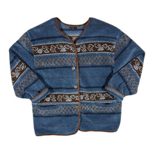 Load image into Gallery viewer, Vintage 90&#39;s Crazy Patterned Striped Button Fleece Sweatshirt Cardigan
