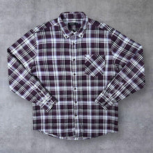 Load image into Gallery viewer, Vintage Portonova Purple Burgundy Plaid Check Long Sleeve Cotton Flannel Shirt
