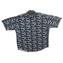 Load image into Gallery viewer, Nautica Flag All-Over Print Patterned Navy Blue Short Sleeve Cotton Button-Up Shirt
