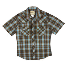 Load image into Gallery viewer, Vintage WRANGLER Western Cowboy Plaid Check Popper Button Short Sleeve Shirt
