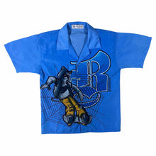 Load image into Gallery viewer, Early 00&#39;s Guo Lhi Ting &quot;Brainstorm&quot; Y2K Hip Hop Graphic Blue Short Sleeve Shirt
