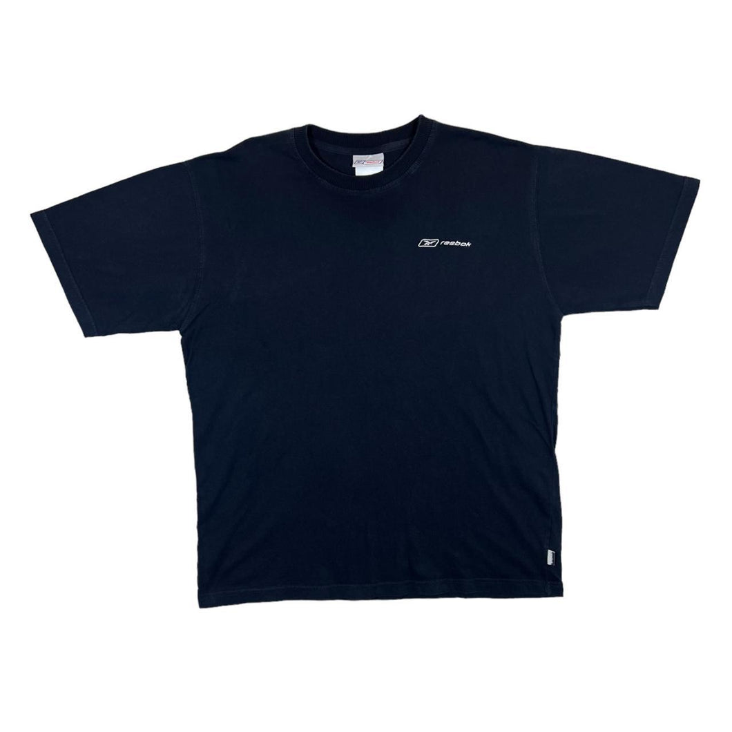 Early 00's REEBOK Classic Embroidered Mini Logo Dark Navy Blue T-Shirt