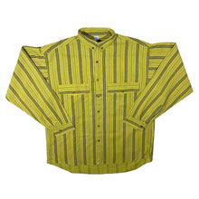Load image into Gallery viewer, Vintage 90&#39;s Yellow Black Grey Striped Long Sleeve Cotton Button-Up Shirt
