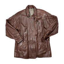 Load image into Gallery viewer, Vintage 90&#39;s Classic Real Genuine Brown Soft Leather Zip Button Jacket
