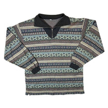 Load image into Gallery viewer, Vintage 90&#39;s Fairisle Crazy Patterned Cotton Blend 1/4 Zip Pullover Sweatshirt Top
