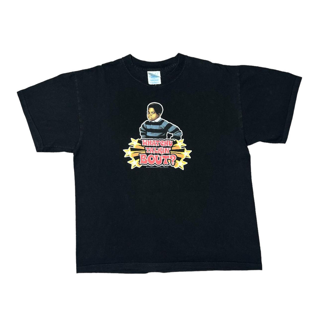 Early 00's M&O Knits WHATCHU TALKIN' BOUT? Different Strokes TV Show Sitcom Spellout Graphic T-Shirt