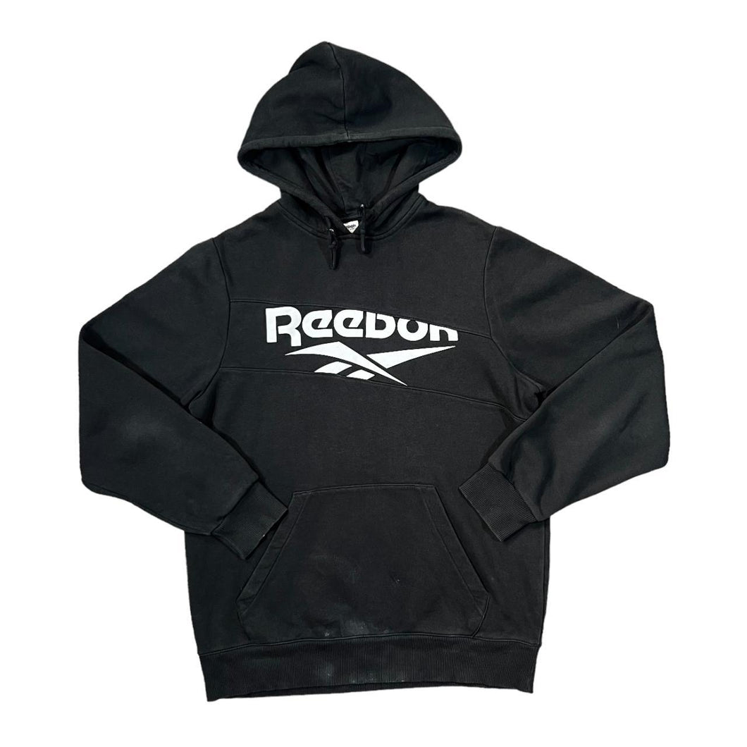 REEBOK CLASSIC Big Logo Spellout Graphic Black Pullover Hoodie