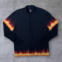 Load image into Gallery viewer, FSBN &quot;Regular Fit&quot; Gothic Y2K Flaming Black Layered Long Sleeve Shirt
