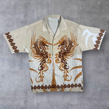 Load image into Gallery viewer, Early 00's Gothic Tribal Y2K Drgaon Patterned All-Over Print Short Sleeve Shirt

