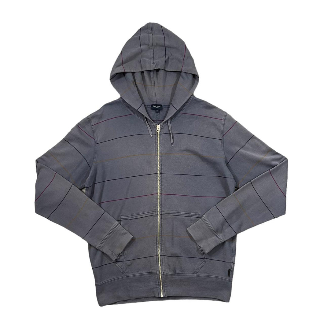 PAUL SMITH JEANS Classic Multi Striped Faded Grey Zip Hoodie