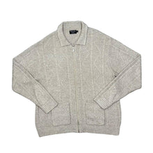 Load image into Gallery viewer, Early 00&#39;s GREENWOODS CASUAL Classic Cable Knit Acrylic Collared Zip Sweater Jumper
