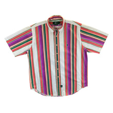 Load image into Gallery viewer, Vintage Hunt Club Multi Colour Striped Short Sleeve Cotton Button-Up Shirt
