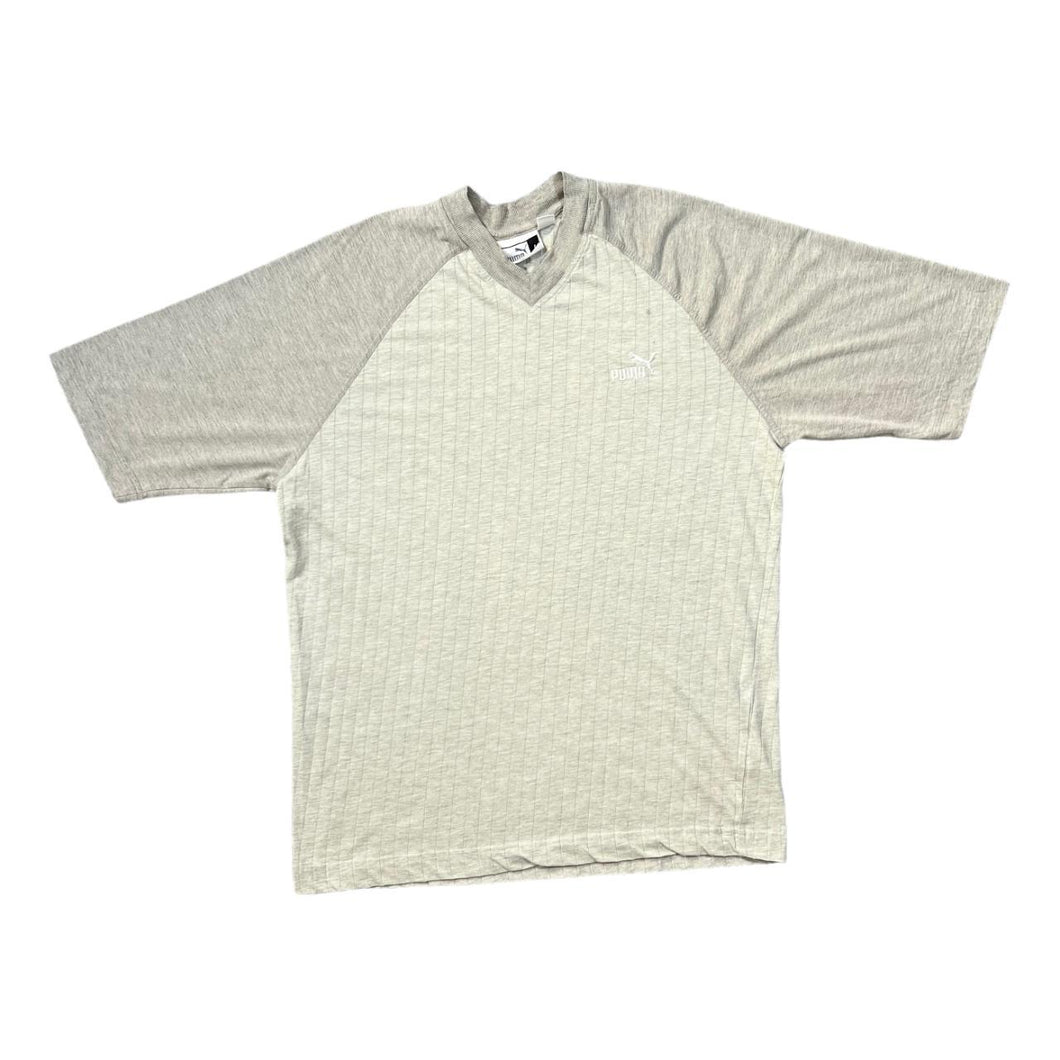 Vintage 90's PUMA Classic Embroidered Mini Logo V-Neck Cotton T-Shirt