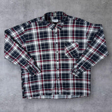 Load image into Gallery viewer, Vintage Vesta Red Grey White Plaid Check Long Sleeve Cotton Flannel Shirt
