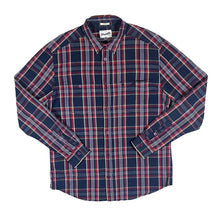 Load image into Gallery viewer, WRANGLER &quot;Regular&quot; Navy Red Plaid Check Long Sleeve Cotton Shirt
